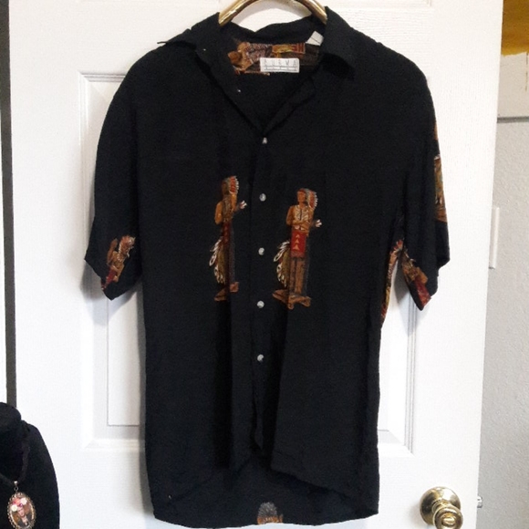 Vintage Native American Chief Button Down Shirt black - Picture 10 of 13